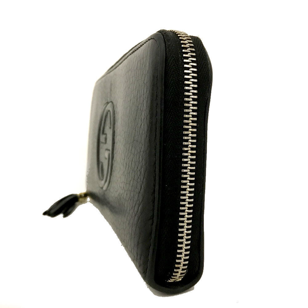 GUCCI Calfskin Soho Zip Around Wallet Black