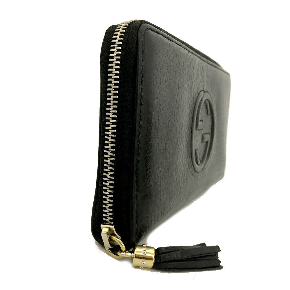 GUCCI Calfskin Soho Zip Around Wallet Black