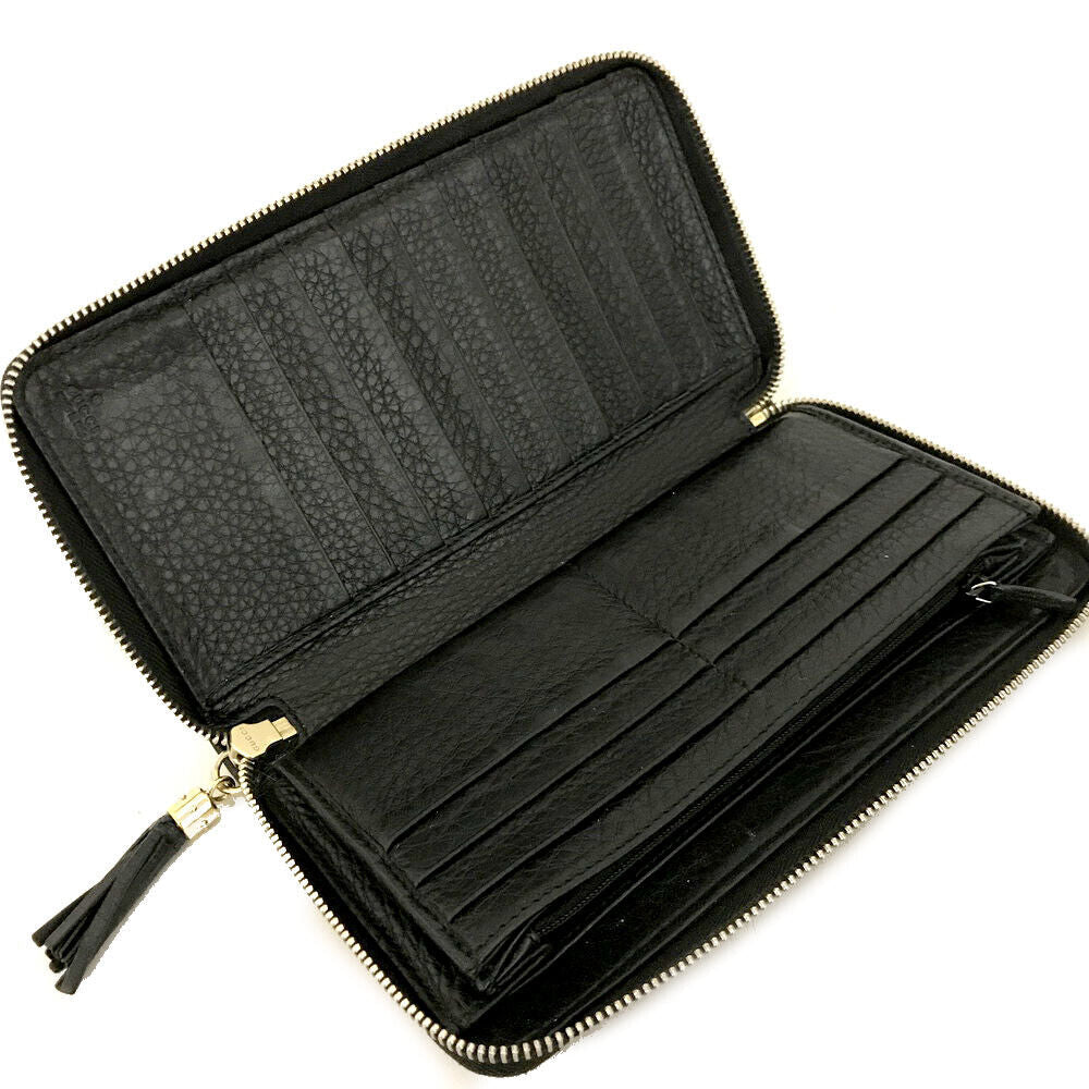 GUCCI Calfskin Soho Zip Around Wallet Black