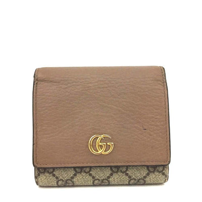 Gucci Dollar Calfskin GG Supreme Monogram Medium GG Marmont Wallet Beige