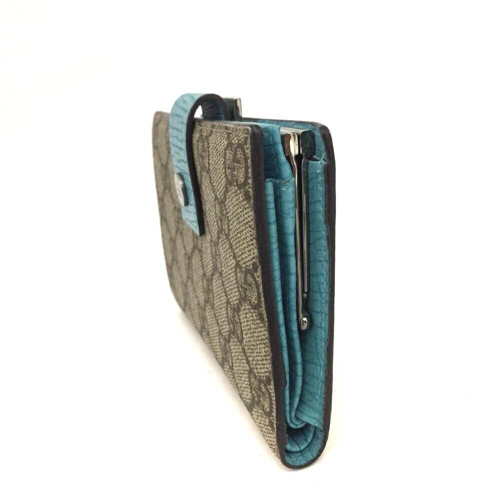 Gucci GG Plus Monogram Flap Wallet Blue Compact Kisslock