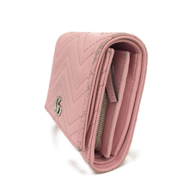 GUCCI Calfskin Matelasse GG Marmont Card Case Wallet Perfect Pink