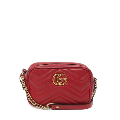 Gucci GG Marmont Top Handle Calfskin Small Red Leather Shoulder Bag -  MyDesignerly