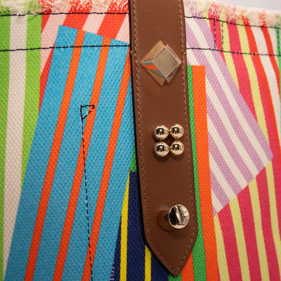 Christian Louboutin Frangibus Medium Striped Patchwork Tote Bag
