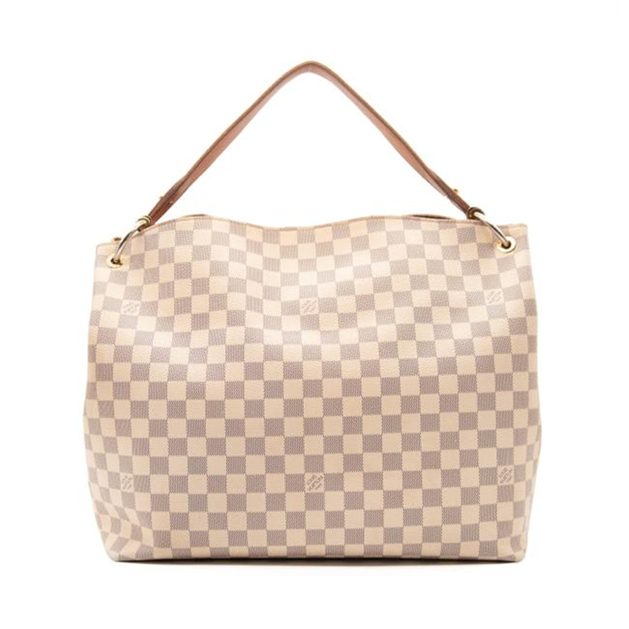 Louis Vuitton Graceful Damier Azur Mm Rose Ballerine White Canvas Tote