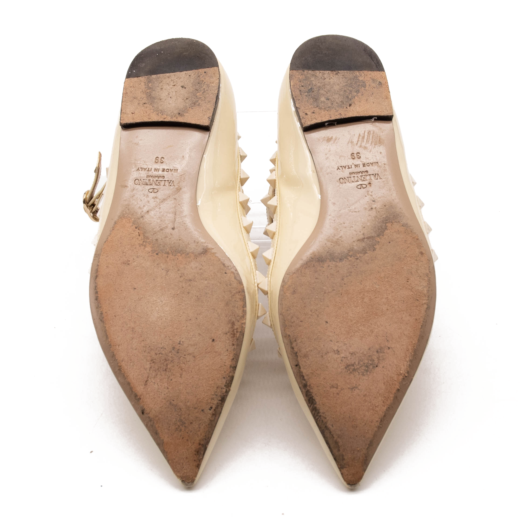 Valentino Rockstud Cage Patent Ballerina Flat, Ivory