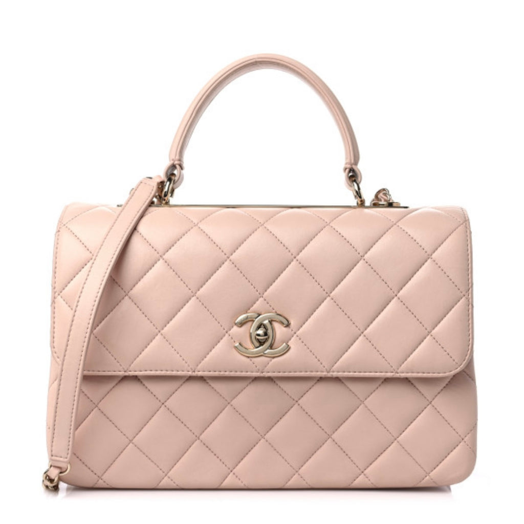CHANEL Lambskin Quilted Medium Trendy CC Flap Dual Handle Bag Beige 989016
