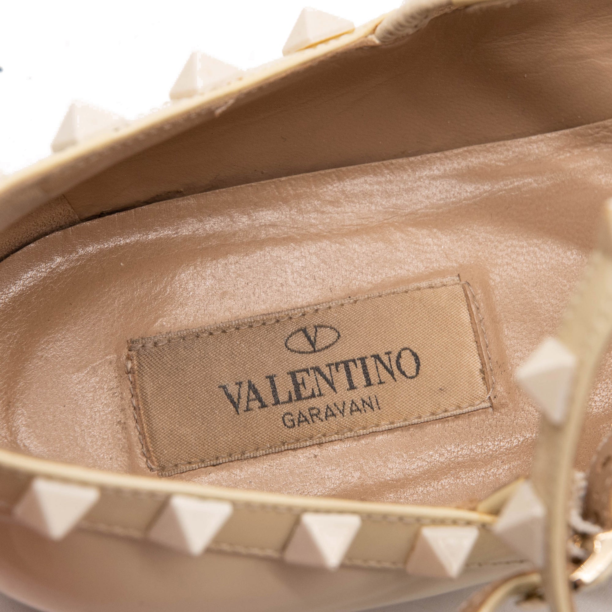 Valentino Rockstud Cage Patent Ballerina Flat, Ivory