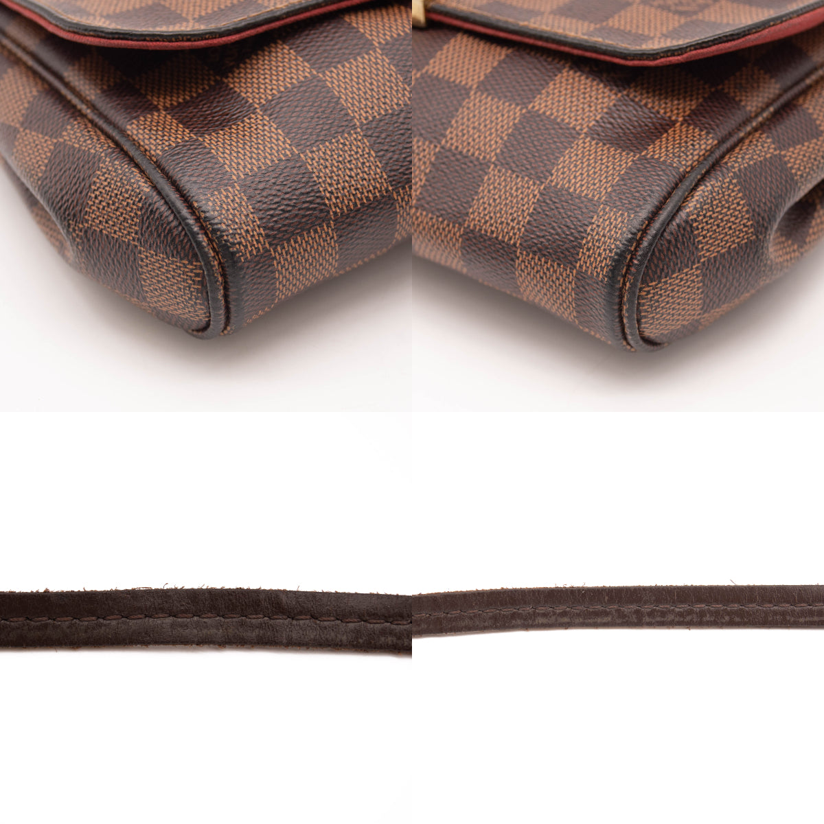 Louis Vuitton brown diamier leather canvas favorite shoulder bag for