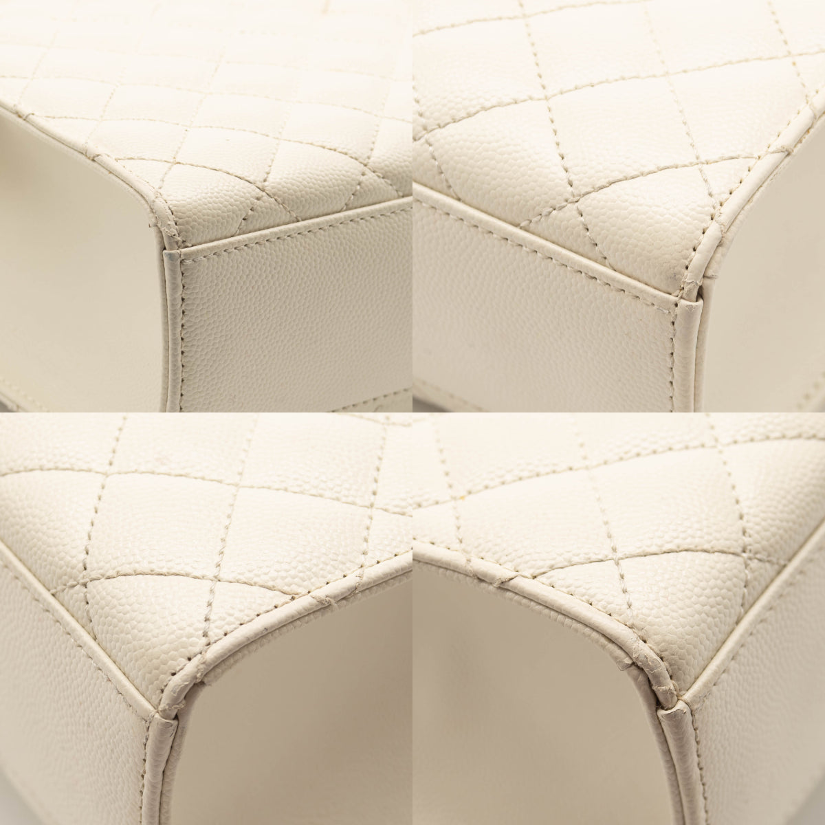 Saint Laurent Grain De Poudre Mixed Matelasse Large Triquilt Monogram Satchel Porcellana White