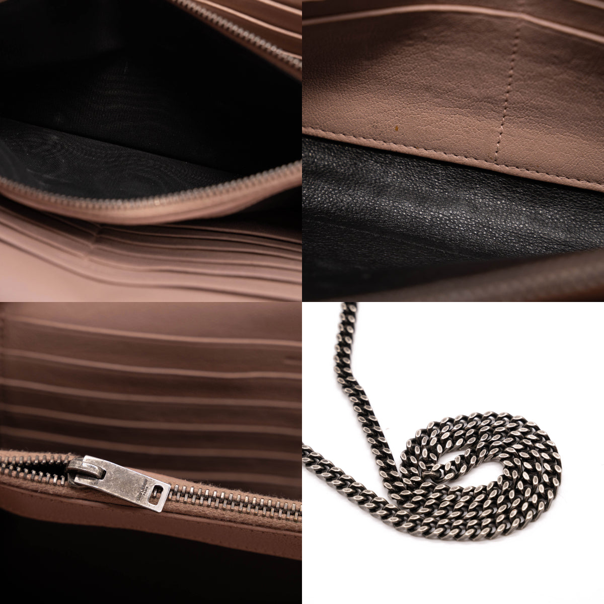 Saint Laurent Chain Wallet Monogram Envelope Tri-quilt Beige Sheepskin Leather Shoulder Bag