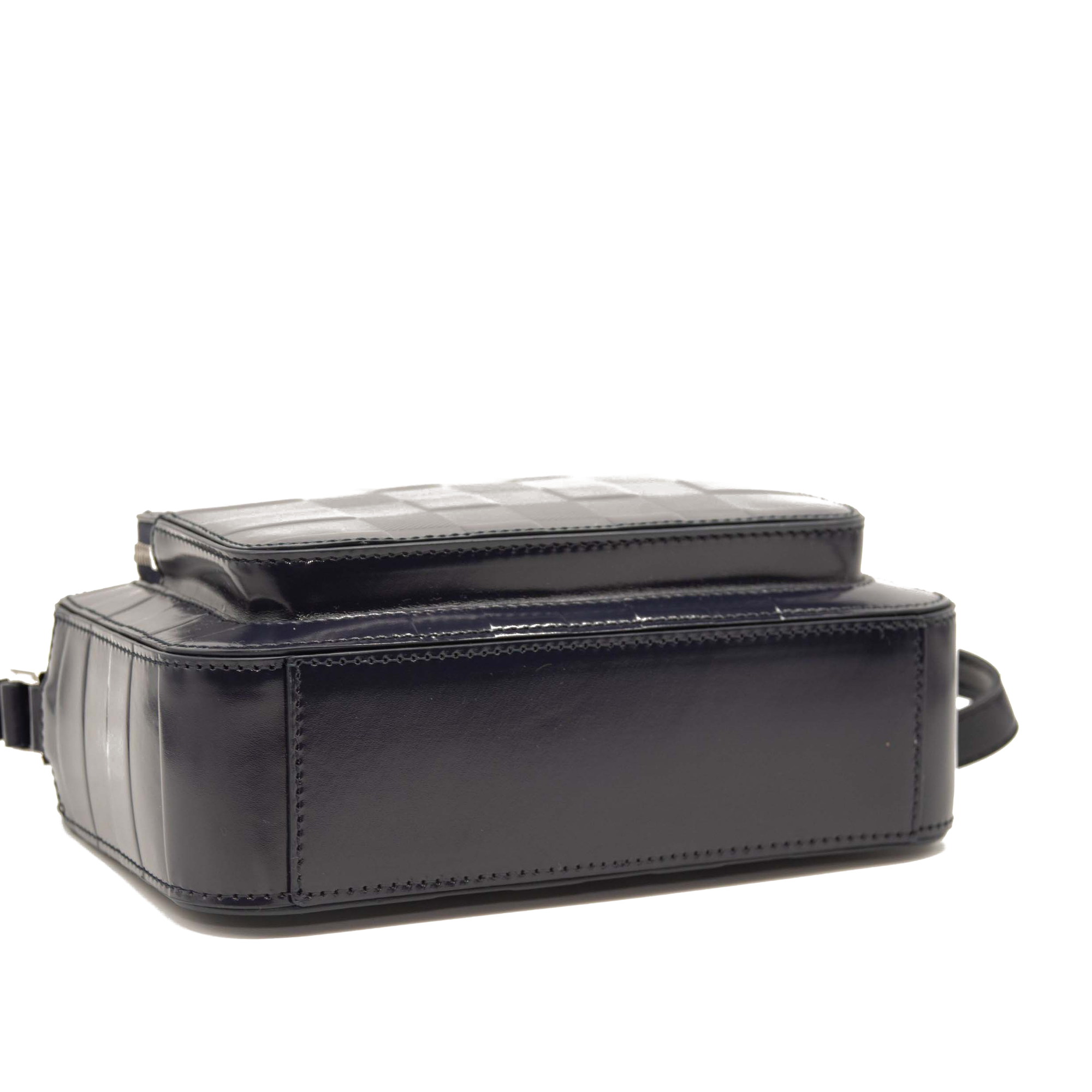 Burberry Paddy Check Embossed Leather Charcoal Blue