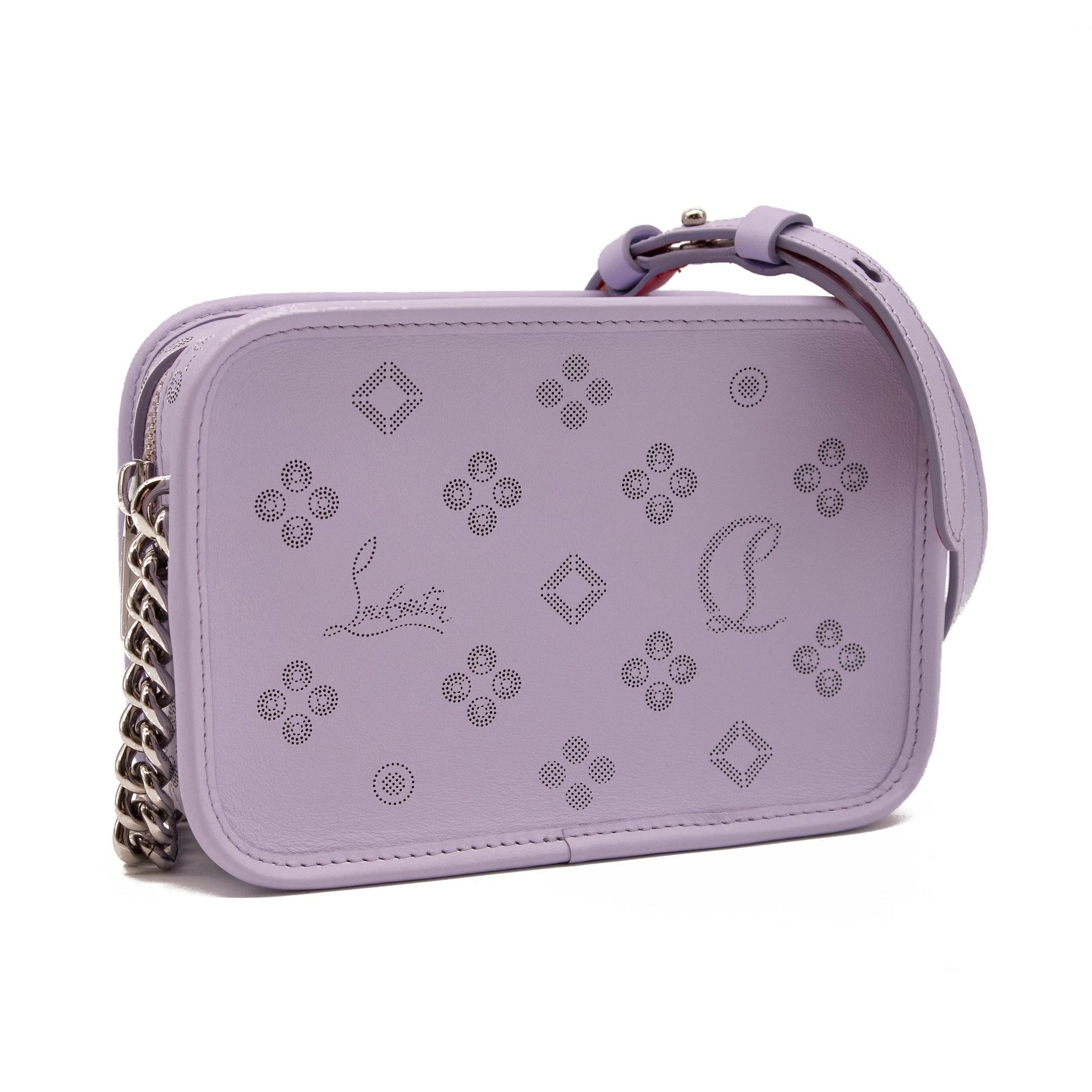Christian Louboutin Radioloubi Small Leather Crossbody Bag Lilac Perforated