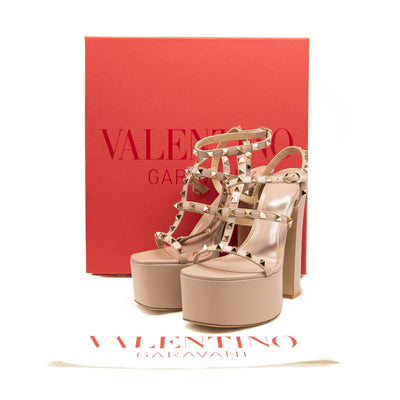 Valentino Rockstud Platform Heels Poudre Taupe Nude Mauve