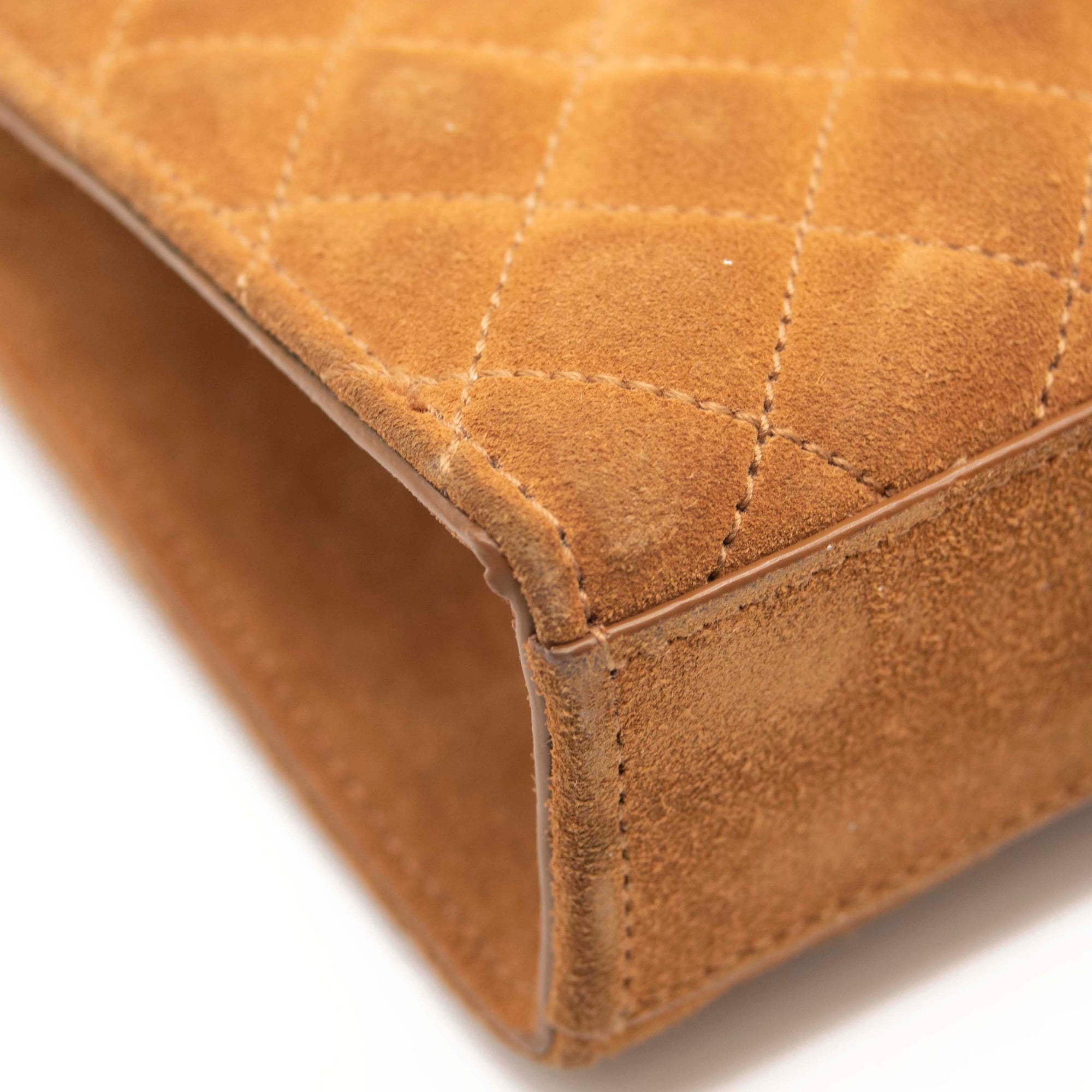 Saint Laurent Mixed Matelasse Triquilt Medium Monogram Satchel Brown Suede