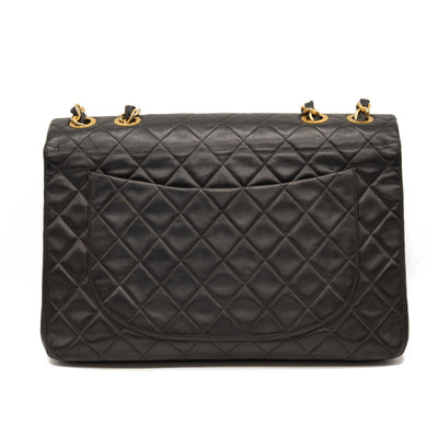 Chanel Vintage Large Quilted Flap Bag Black Gold Shoulder Bag Crossbod -  MyDesignerly