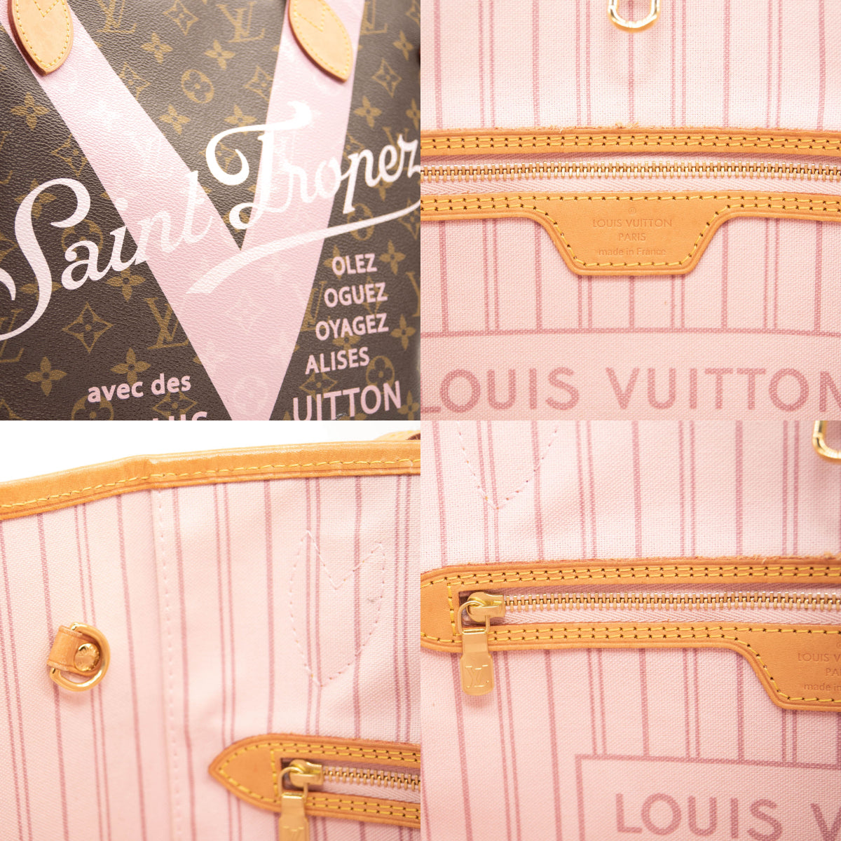 LOUIS VUITTON Monogram Saint Tropez V Neverfull MM in Rose Ballerine