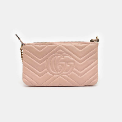 GUCCI Calfskin Matelasse Mini GG Marmont Shoulder Bag Perfect Pink 1195417