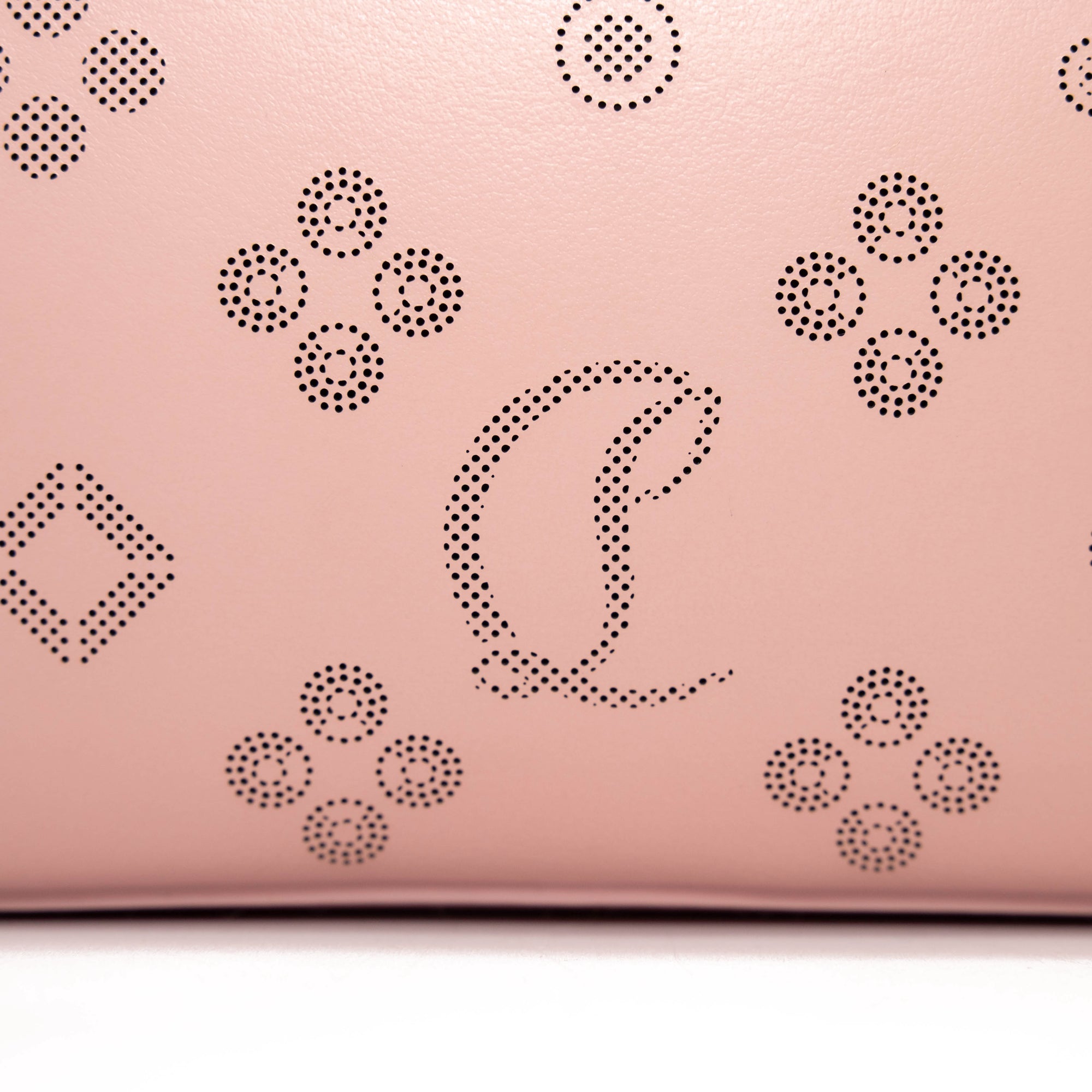 NEW Christian Louboutin Loubila Loubinthesky Laser Perforated Leather Pouch Pink