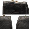 Chanel Vintage Large Quilted Flap Bag Black Gold Shoulder Bag Crossbody
