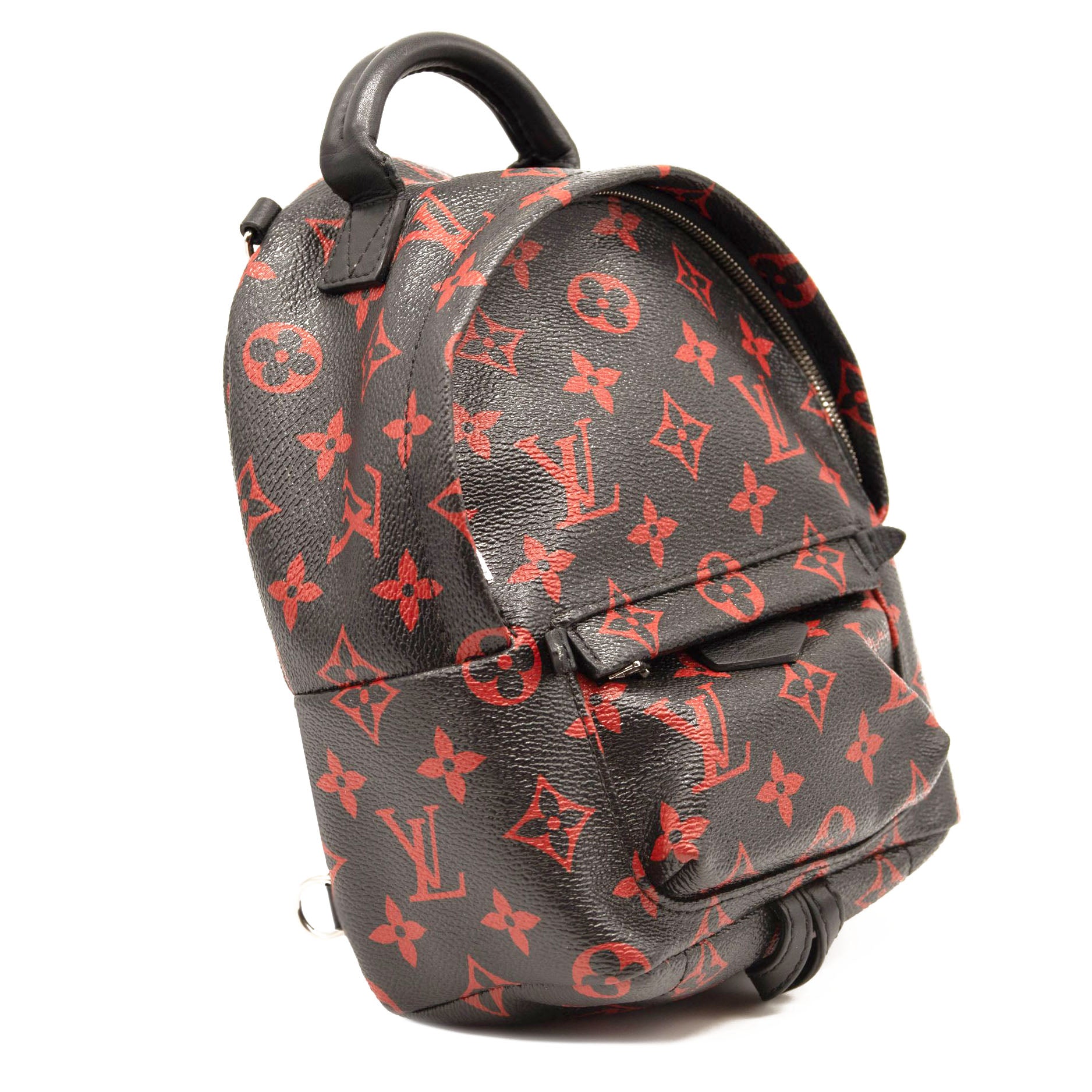 louis vuitton black and red mini backpack LOUIS VUITTON Monogram Infrarouge Palm Springs Backpack Mini 2016 FL41