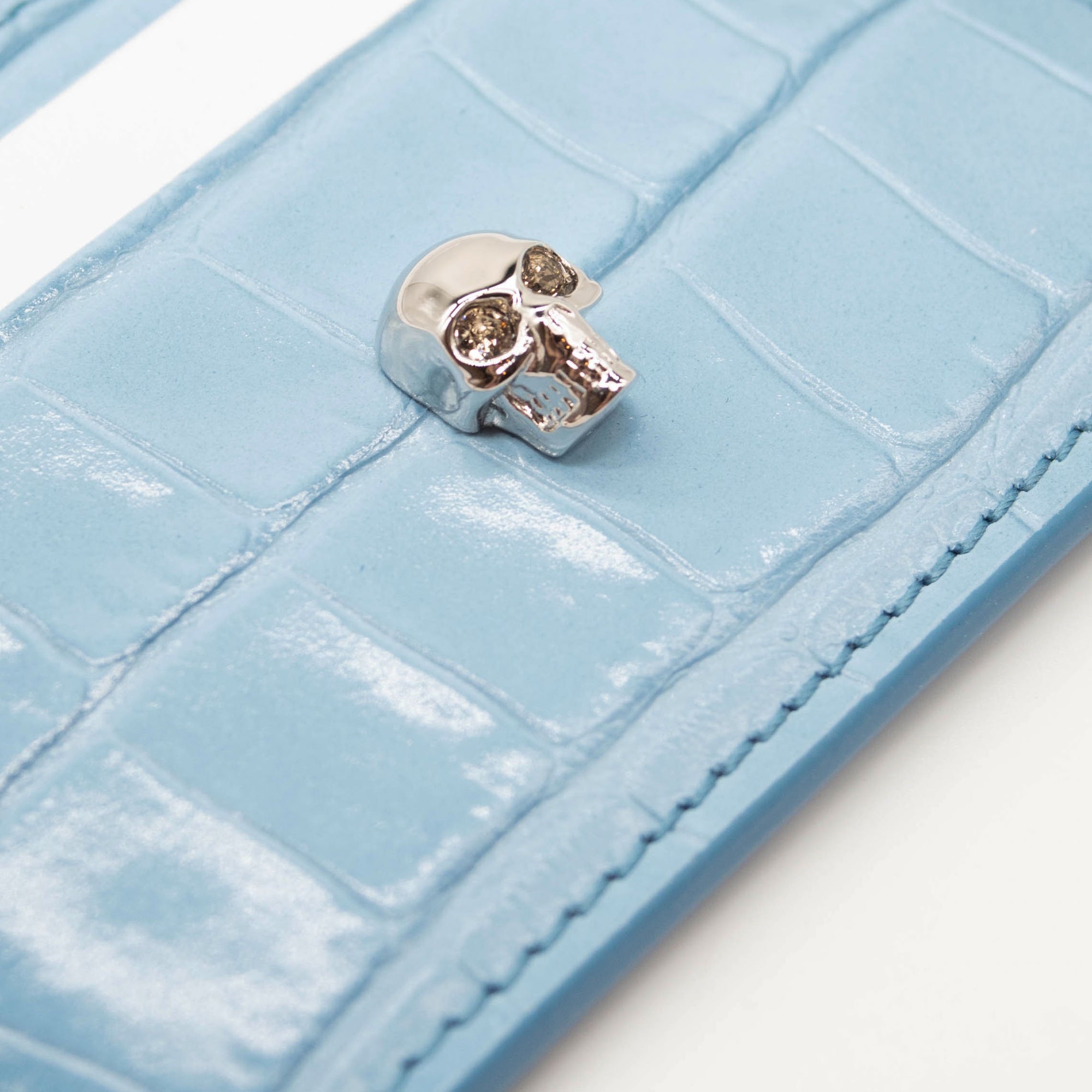 NEW Alexander McQueen Skull Card Holder Blue