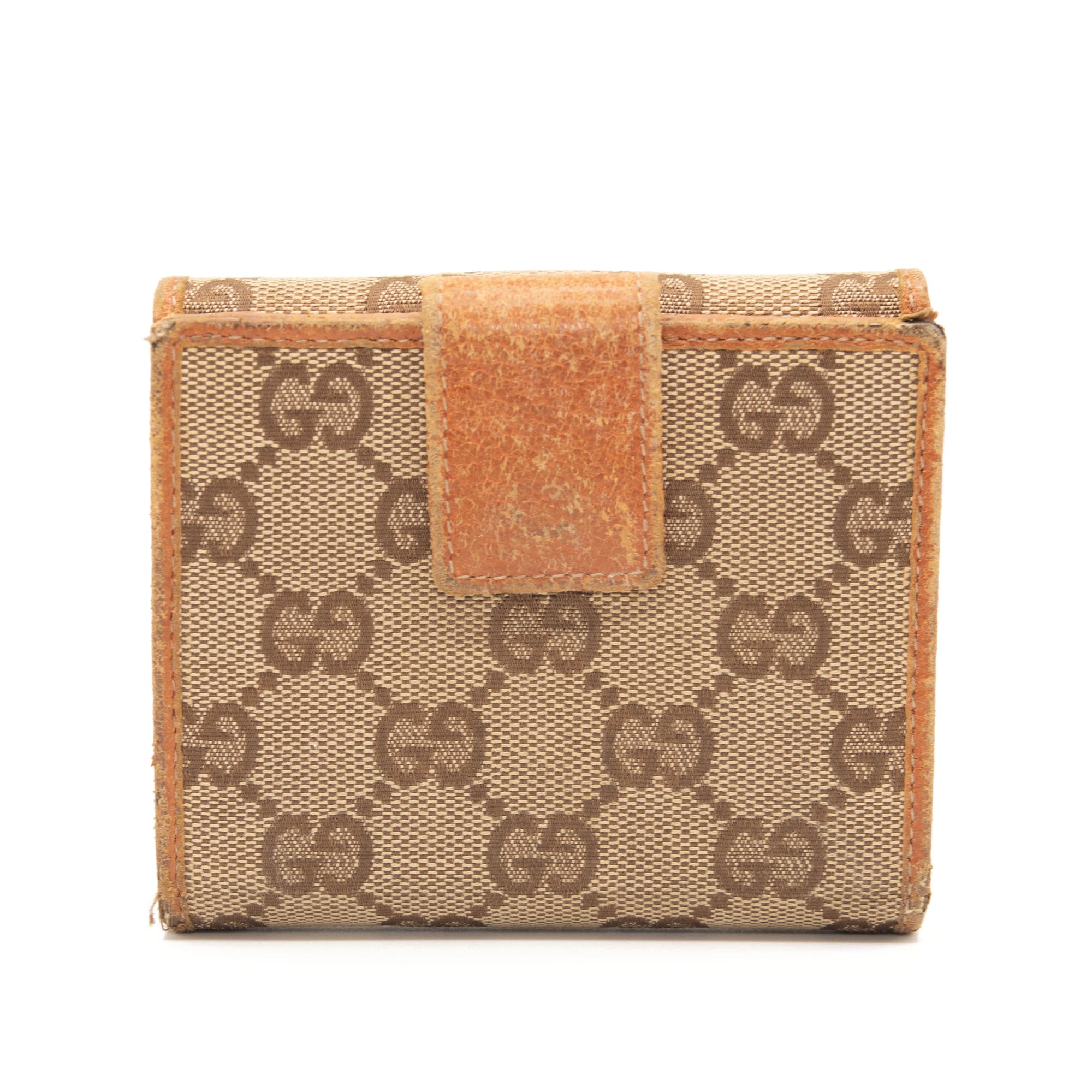 Gucci Orange/Beige/Ebony GG Canvas and Leather French Flap Wallet