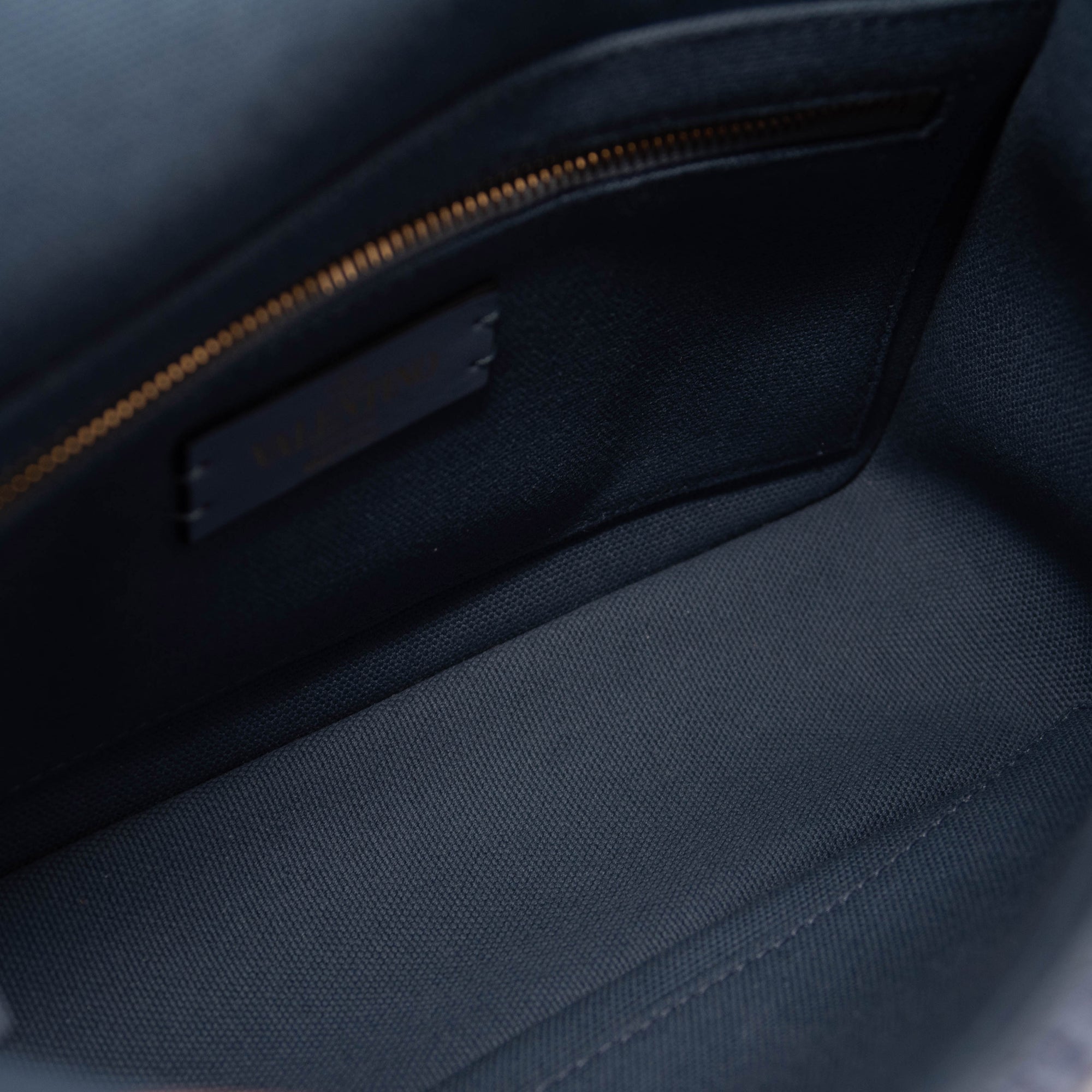 Valentino Roman Stud Knit Cotton Shoulder Bag Blue