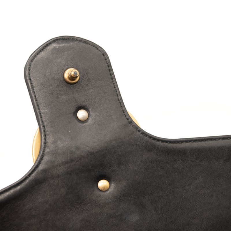 Gucci Calfskin Matelasse Studded Medium GG Marmont Shoulder Bag Black