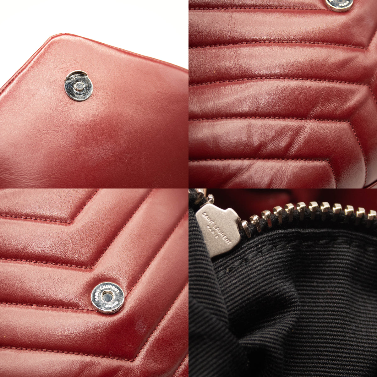 Saint Laurent Calfskin Y Quilted Monogram Medium Loulou Chain Satchel Palissandre