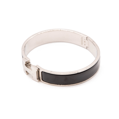 Hermès Black Enamel Wide Clic Clac Pm Bracelet