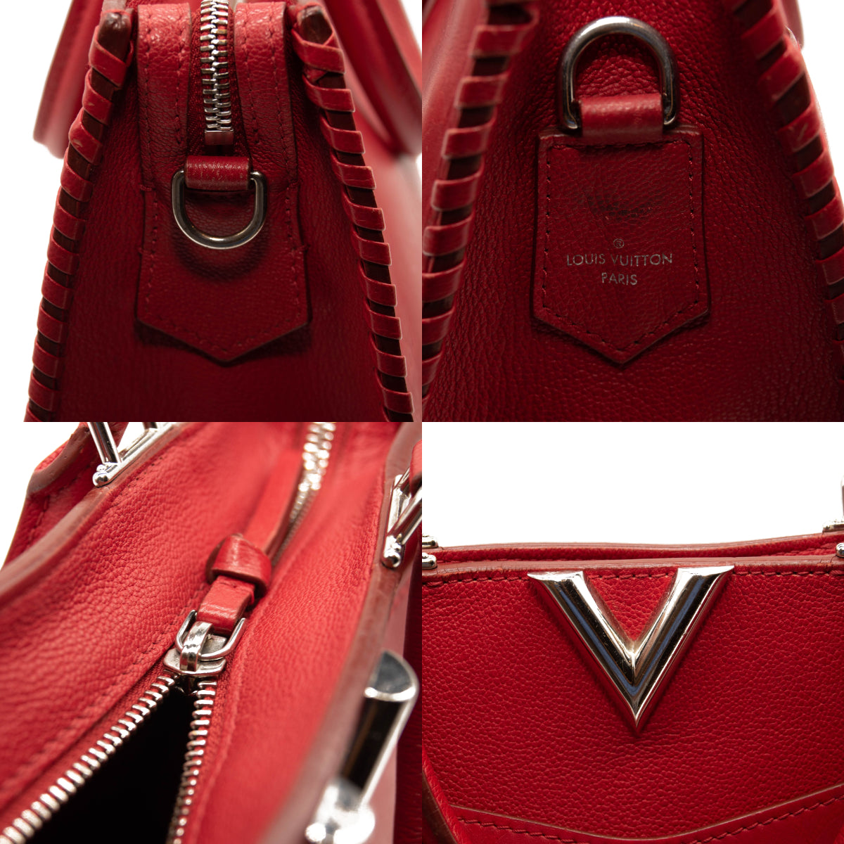 Louis Vuitton Monogram Cuir Plume Very Zipped Tote Rubis Red