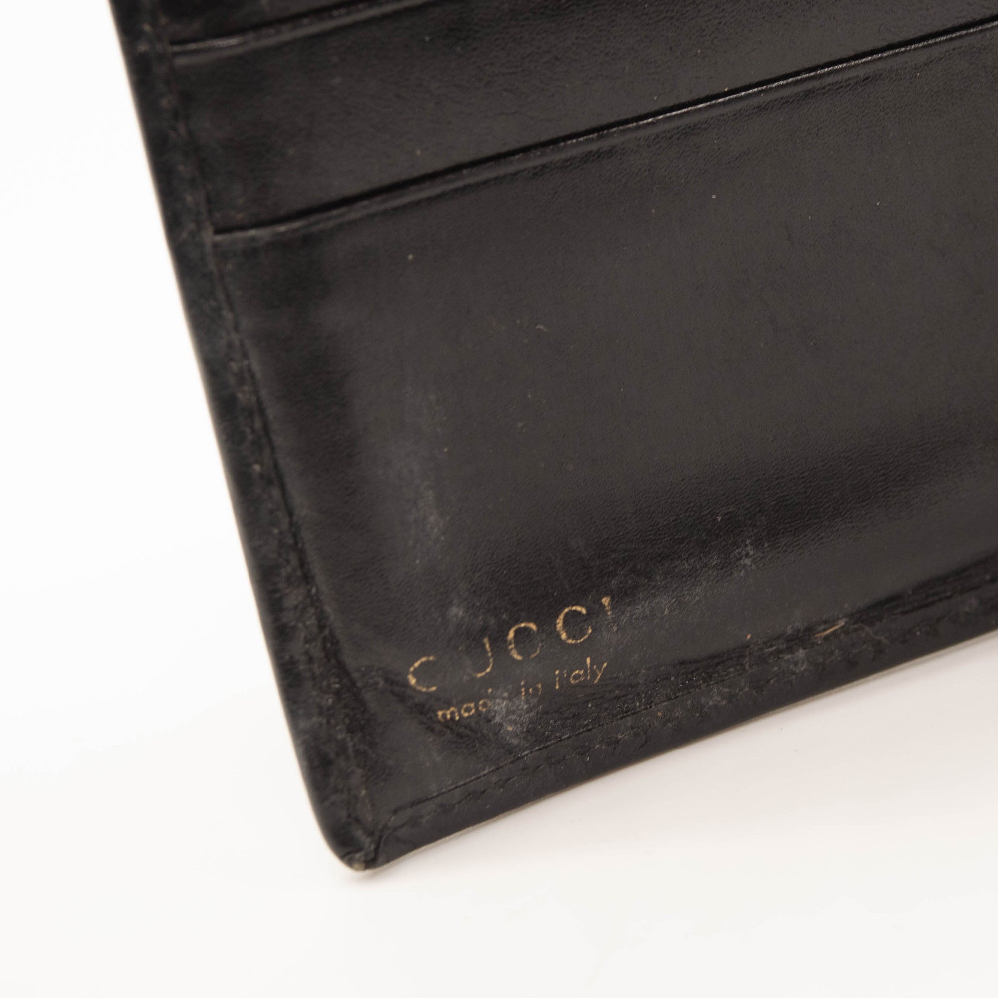 GUCCI Bifold wallet Compact G logo Unisex Leather Black
