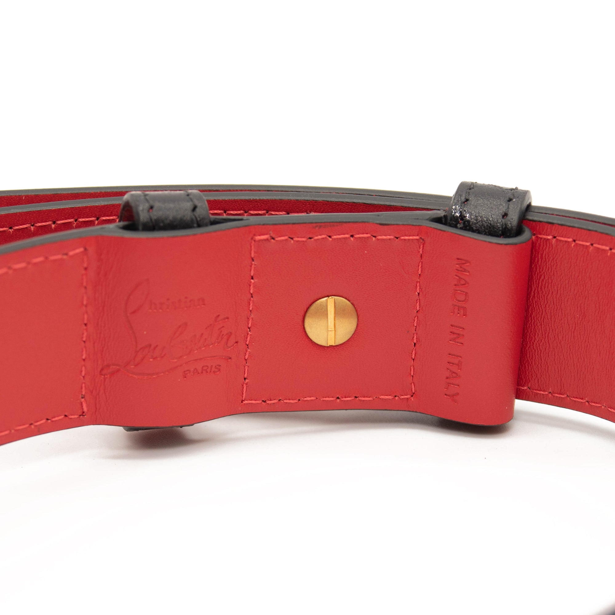 Christian Louboutin Belt Elisa Embossed Black Leather Messenger Bag