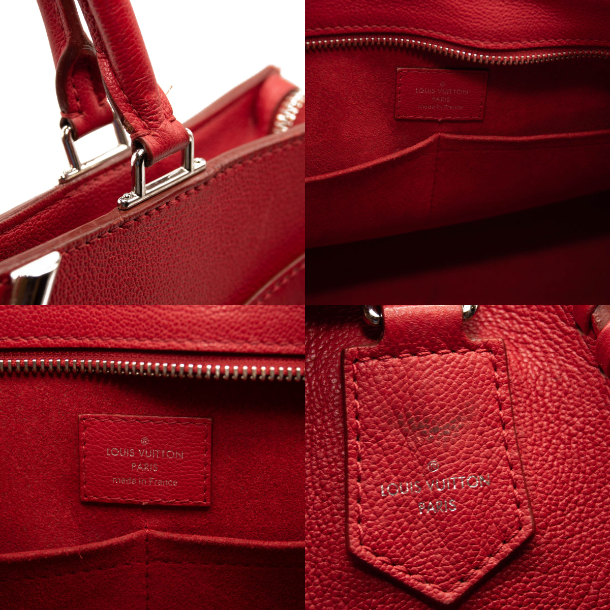 Louis Vuitton Monogram Cuir Plume Very Zipped Tote Rubis Red