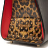 Christian Louboutin Calfskin Patent Leopard Spiked Large Paloma Black