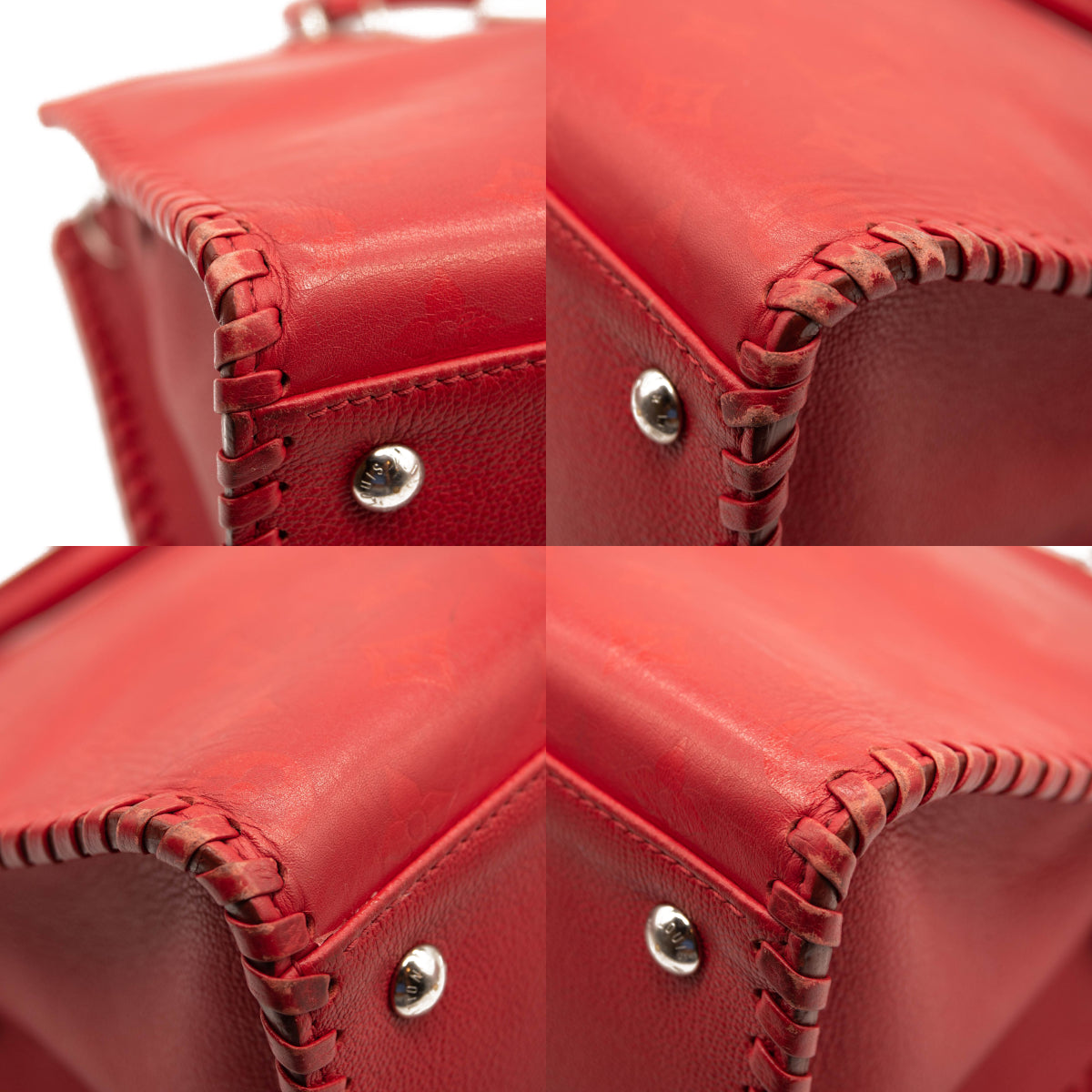 Louis Vuitton Monogram Cuir Plume Very Zipped Tote Rubis Red