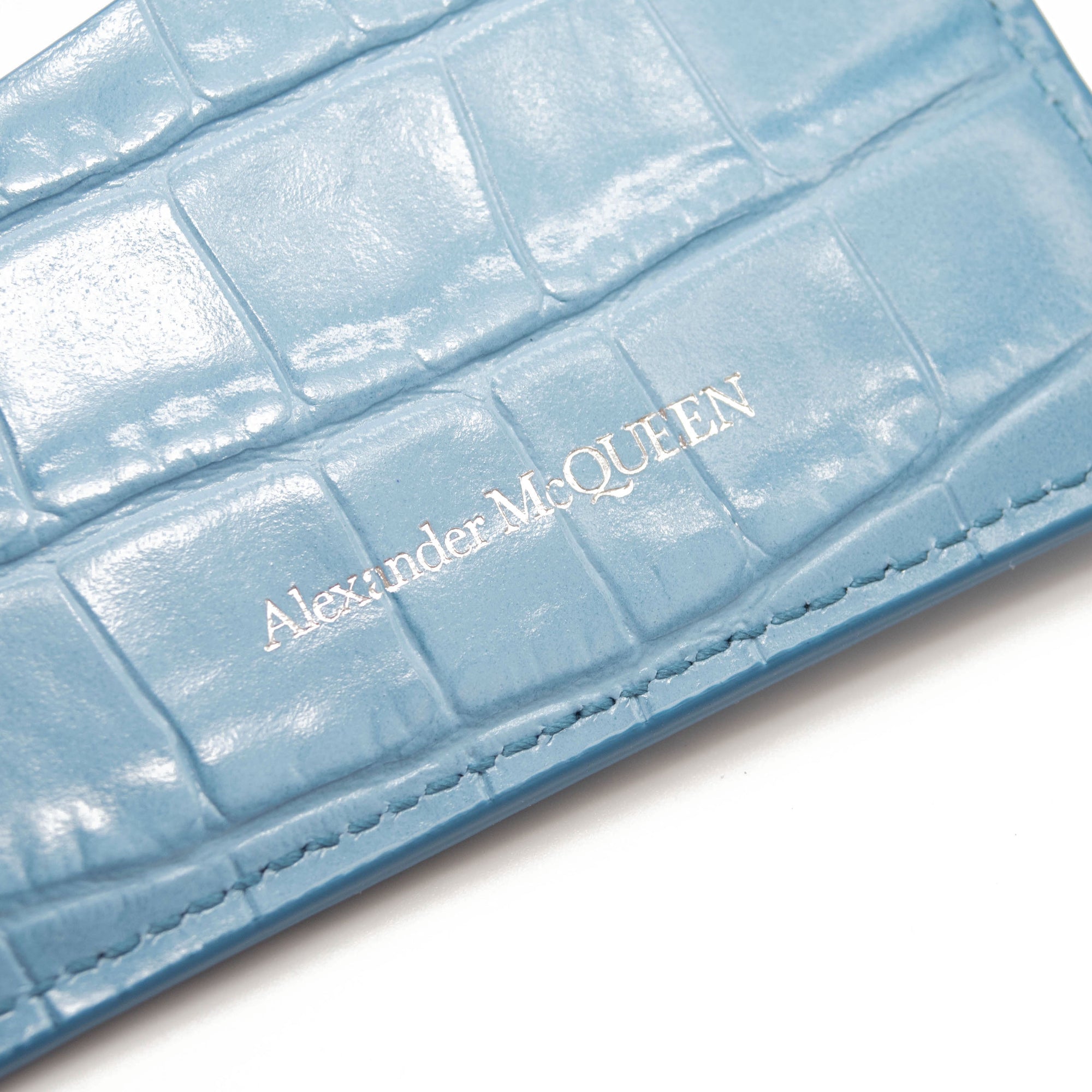 NEW Alexander McQueen Skull Card Holder Blue