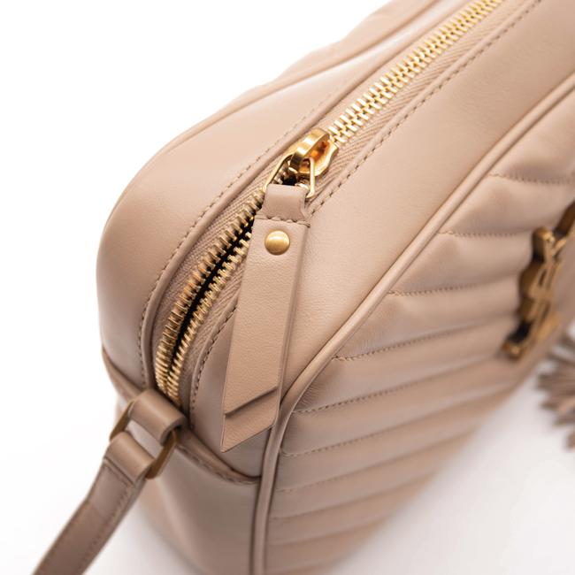 NEW SAINT LAURENT Calfskin Matelasse Monogram Lou Camera Bag in Dark Beige