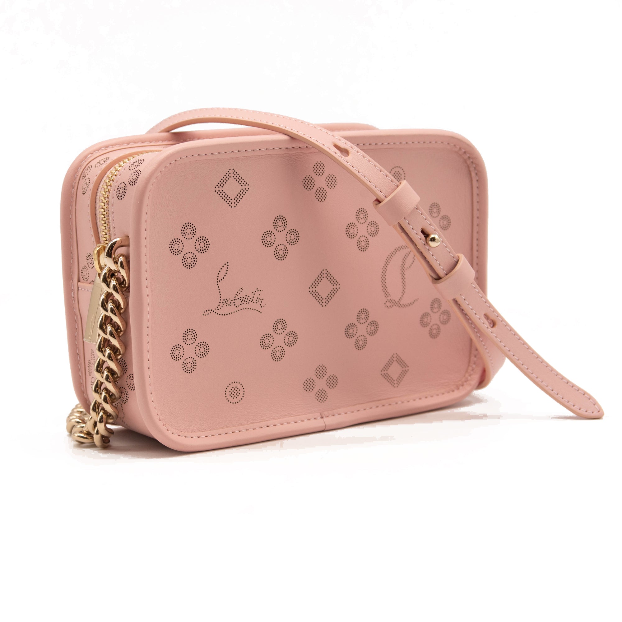 Christian Louboutin Radioloubi Small Leather Crossbody Bag Pink Perforated