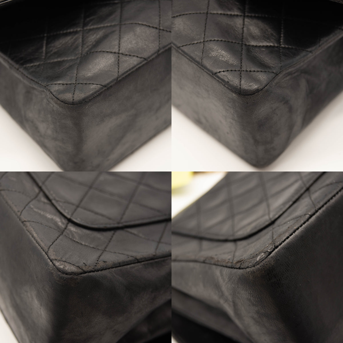 Chanel Vintage Large Quilted Flap Bag Black Gold Shoulder Bag Crossbody