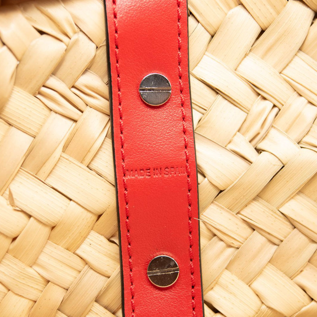 NEW Christian Louboutin Loubishore Logo Straw Tote White