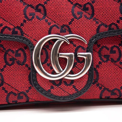 Gucci GG Marmont Monogram Multicolor Matelasse Diagonal Super Mini Red Canvas Shoulder Bag