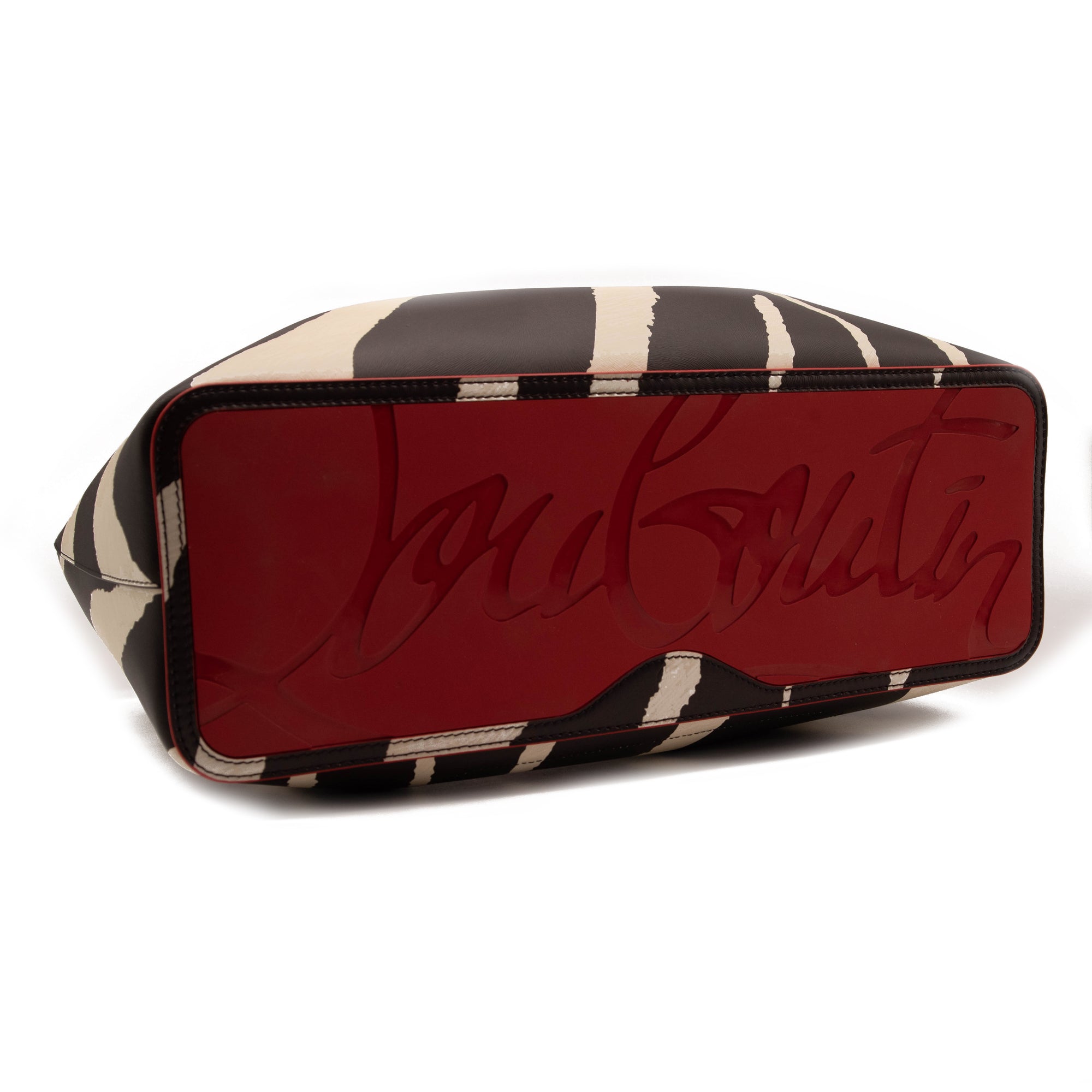 Christian Louboutin Large Cabarock Zebra Stripe Tote in Dark Brown