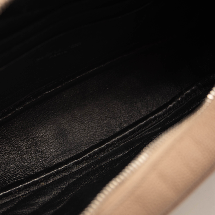 Saint Laurent Mini Lou Quilted Dark Beige Leather Camera Bag New
