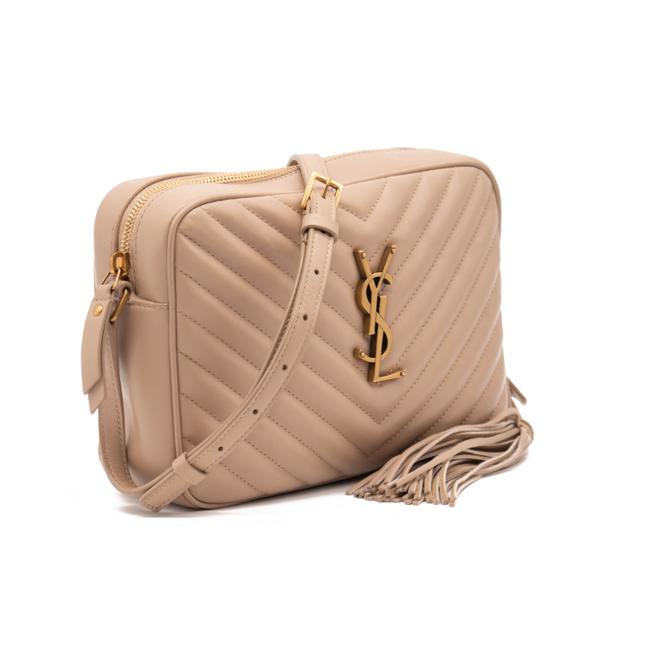 NEW SAINT LAURENT Calfskin Matelasse Monogram Lou Camera Bag in Dark Beige