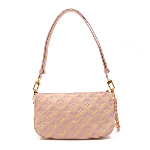 Louis Vuitton Pink Spandex with Gold Logo Design – designerfabricscenter