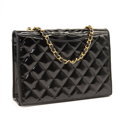 Chanel Top Logo CC Quilted Black Leather Chain Shoulder Bag Flap -  MyDesignerly