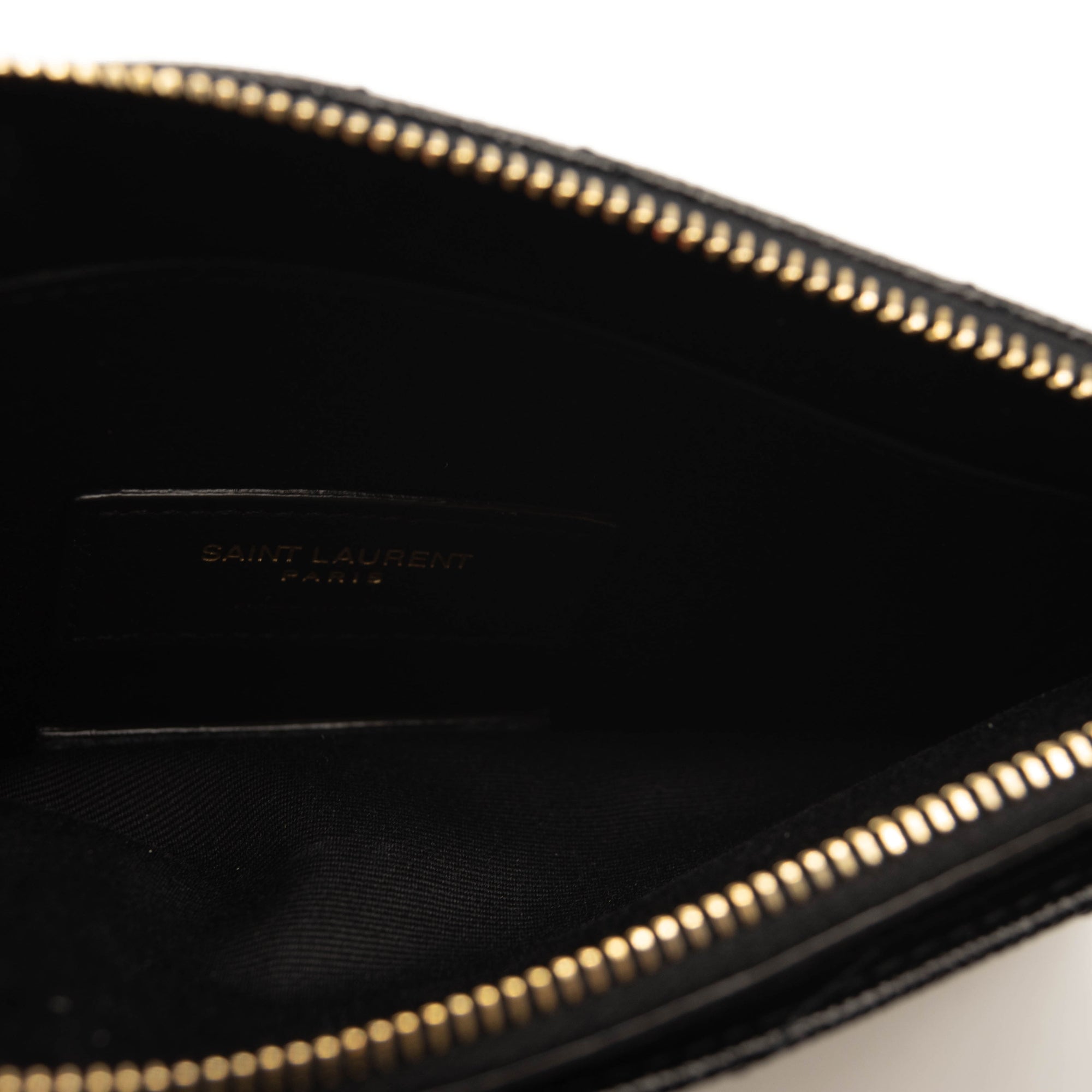 Saint Laurent Grain De Poudre Chevron Monogram Bill Pouch Black YSL