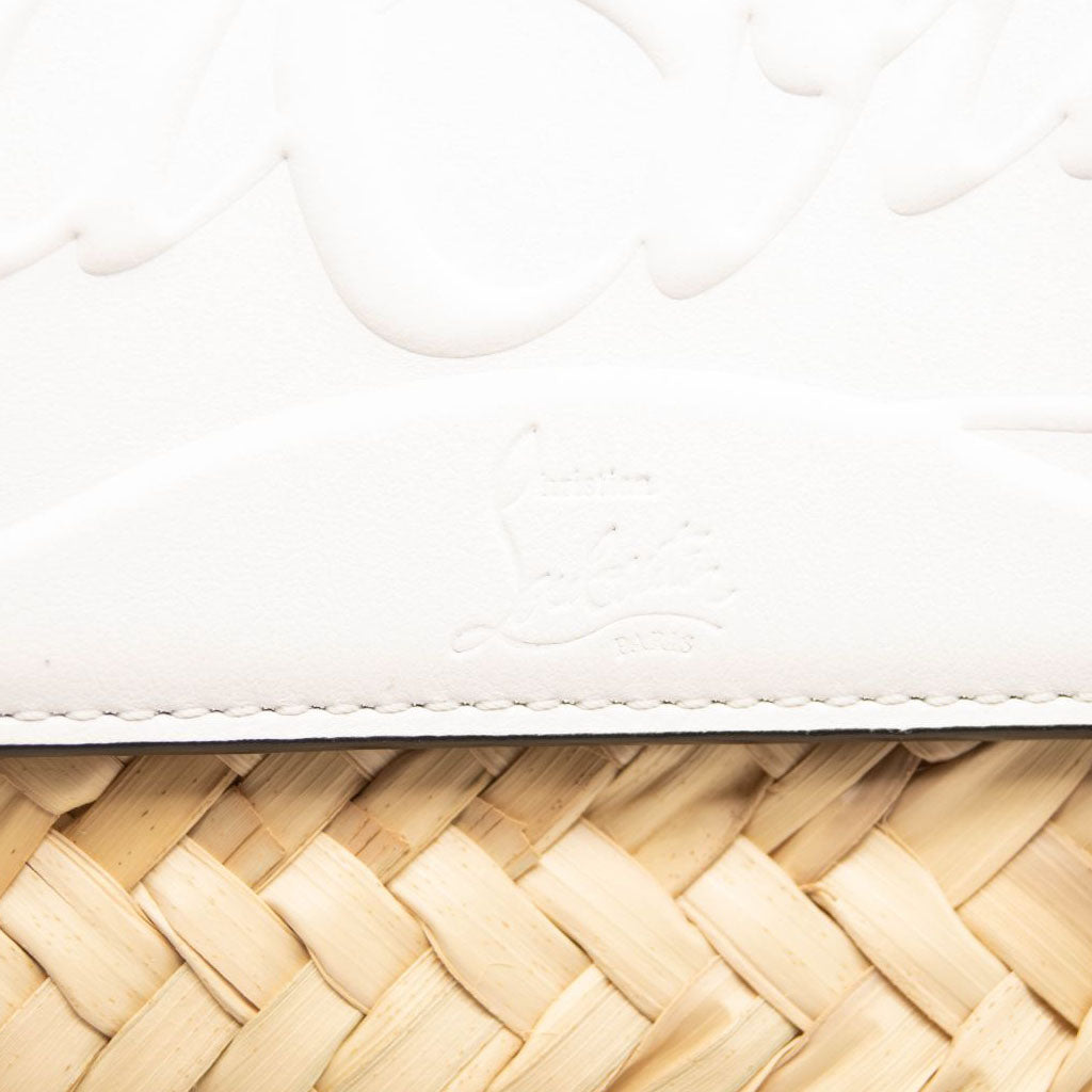 NEW Christian Louboutin Loubishore Logo Straw Tote White
